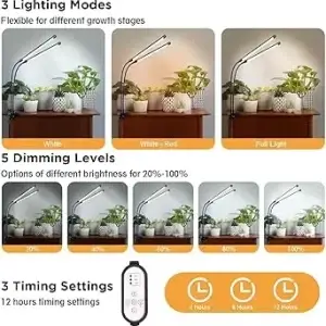 2-Head Growing Lamp with Clip