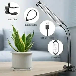 2-Head Growing Lamp with Clip