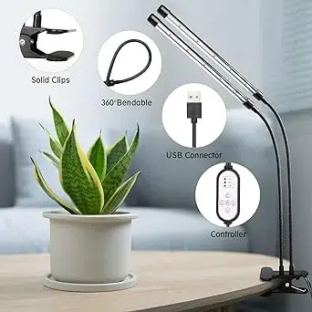 2-Head Growing Lamp with Clip