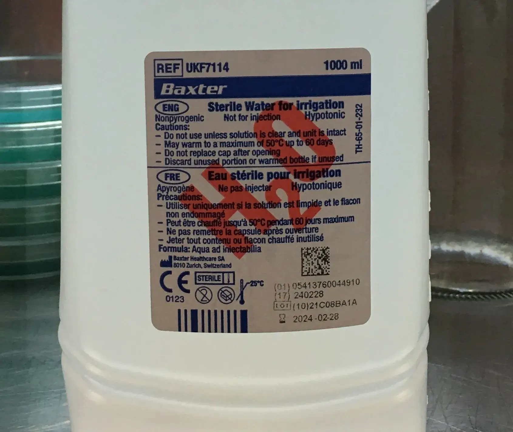 Distilled water 1000ml, Sterile water for mycology.