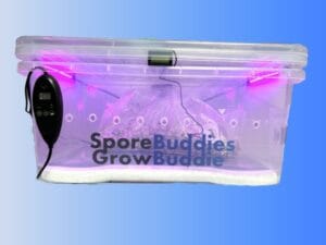 Digital mushroom incubator with lighting called the Growbuddie60.