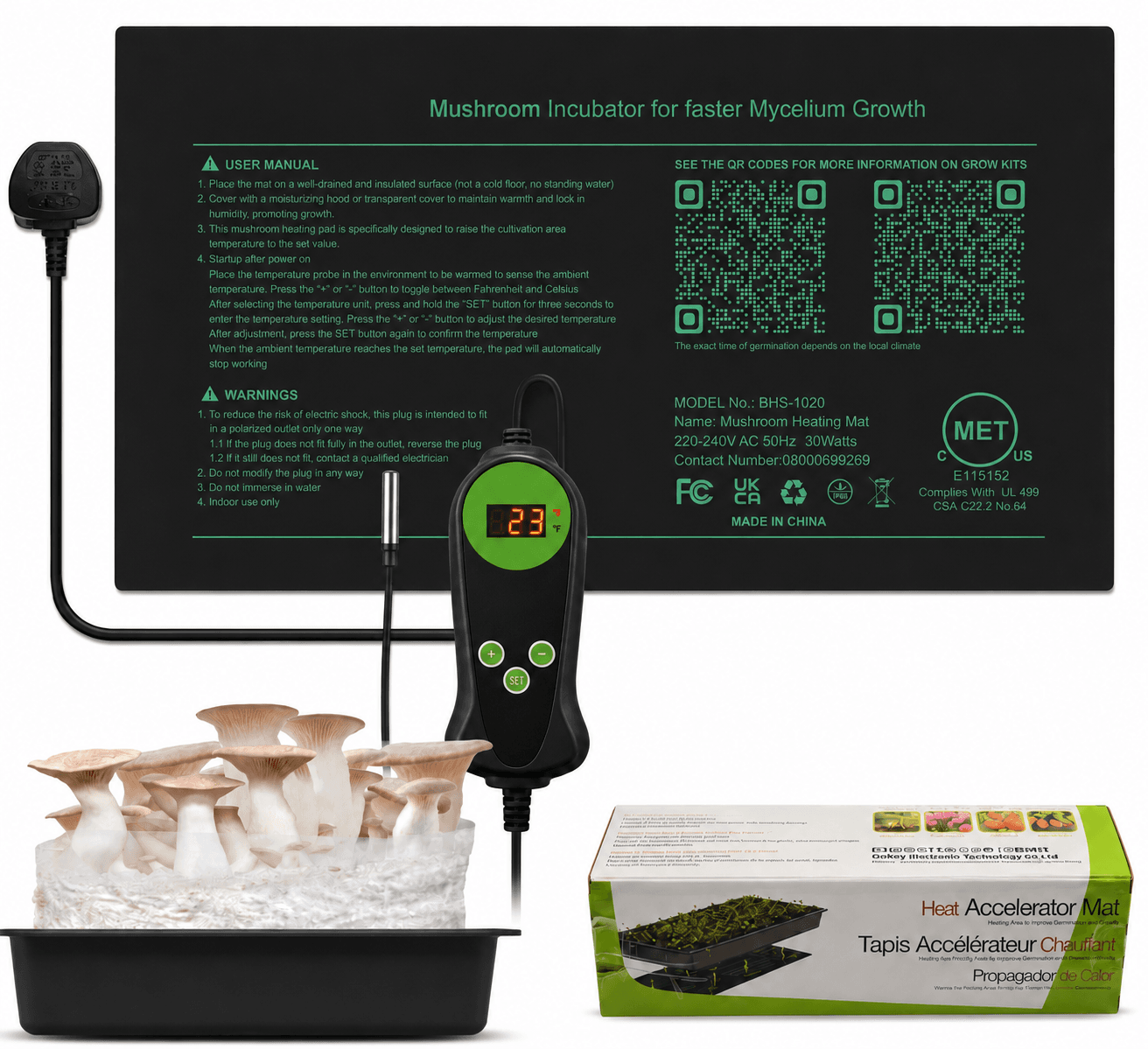 Heat mat with digital controller and temp probe. Heat mat with digital controller and temp probe.