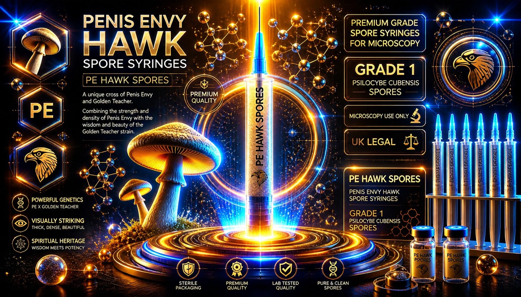 Penis Envy Hawk spore syringe UK premium microscopy specimen PE Hawk spores