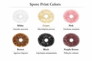mushroom spore print colour chart white cream pink brown black purple brown