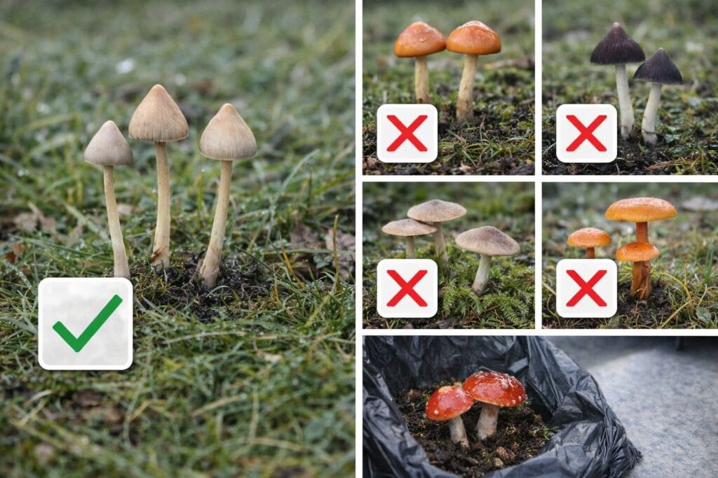 Liberty Caps Compared With Common Lookalike Mushrooms