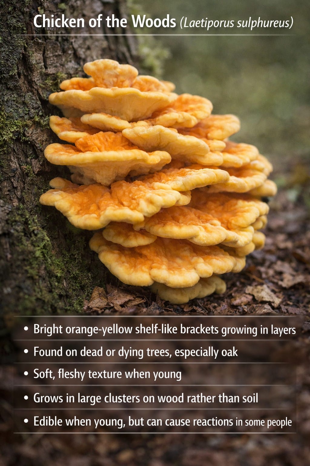 Chicken of the Woods orange bracket fungus UK