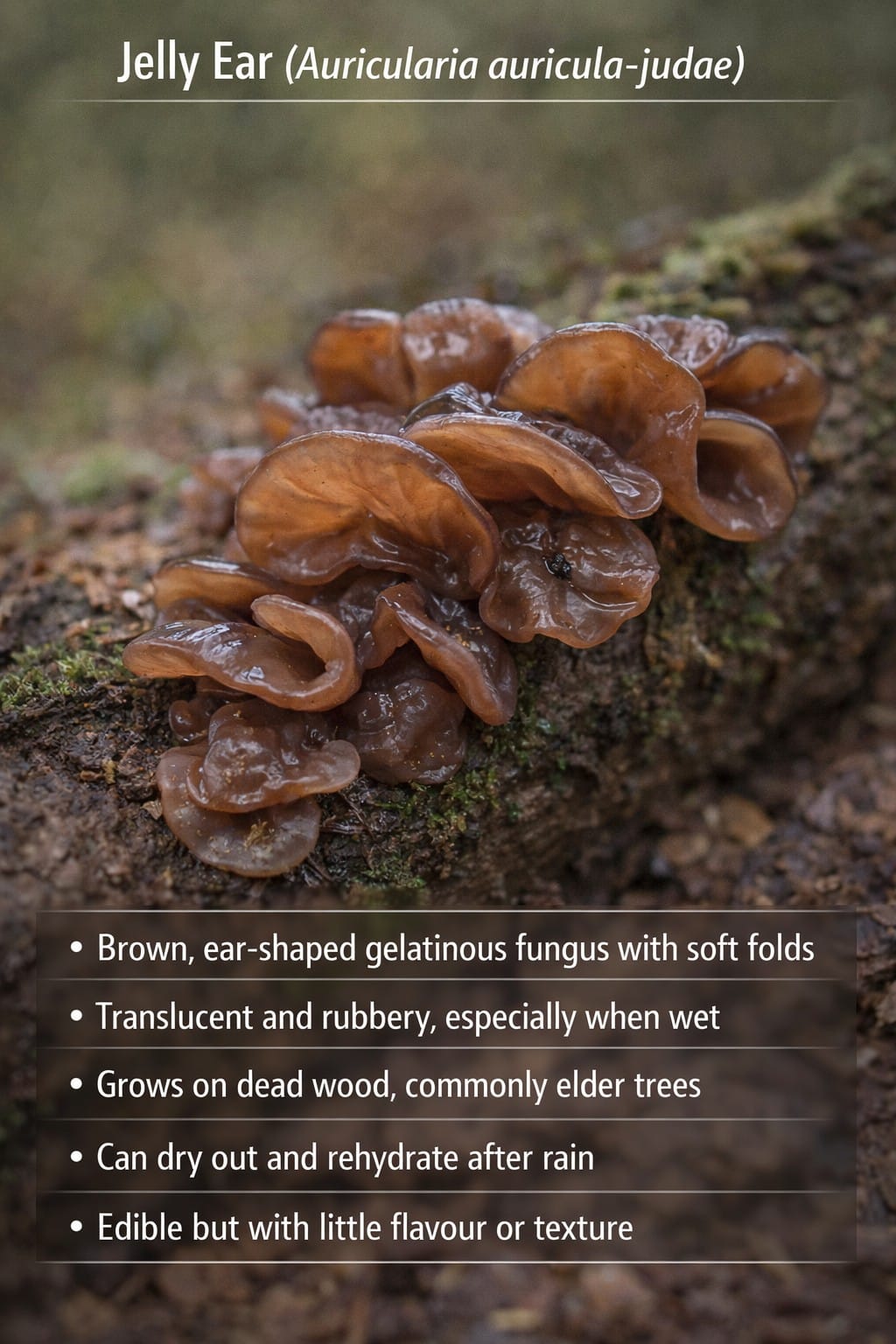 Jelly Ear fungus UK brown ear shaped fungus
