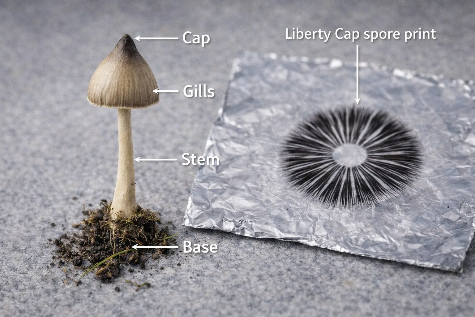 Liberty cap mushroom identification comparison image