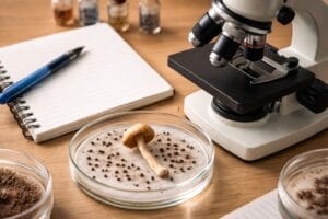 mushroom spores under microscope mycology study