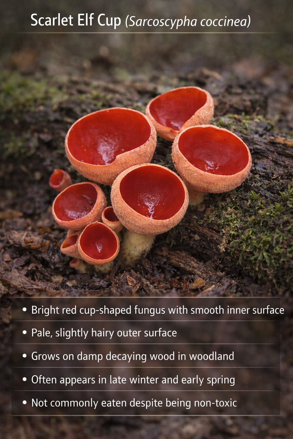 Scarlet Elf Cup red cup fungus UK