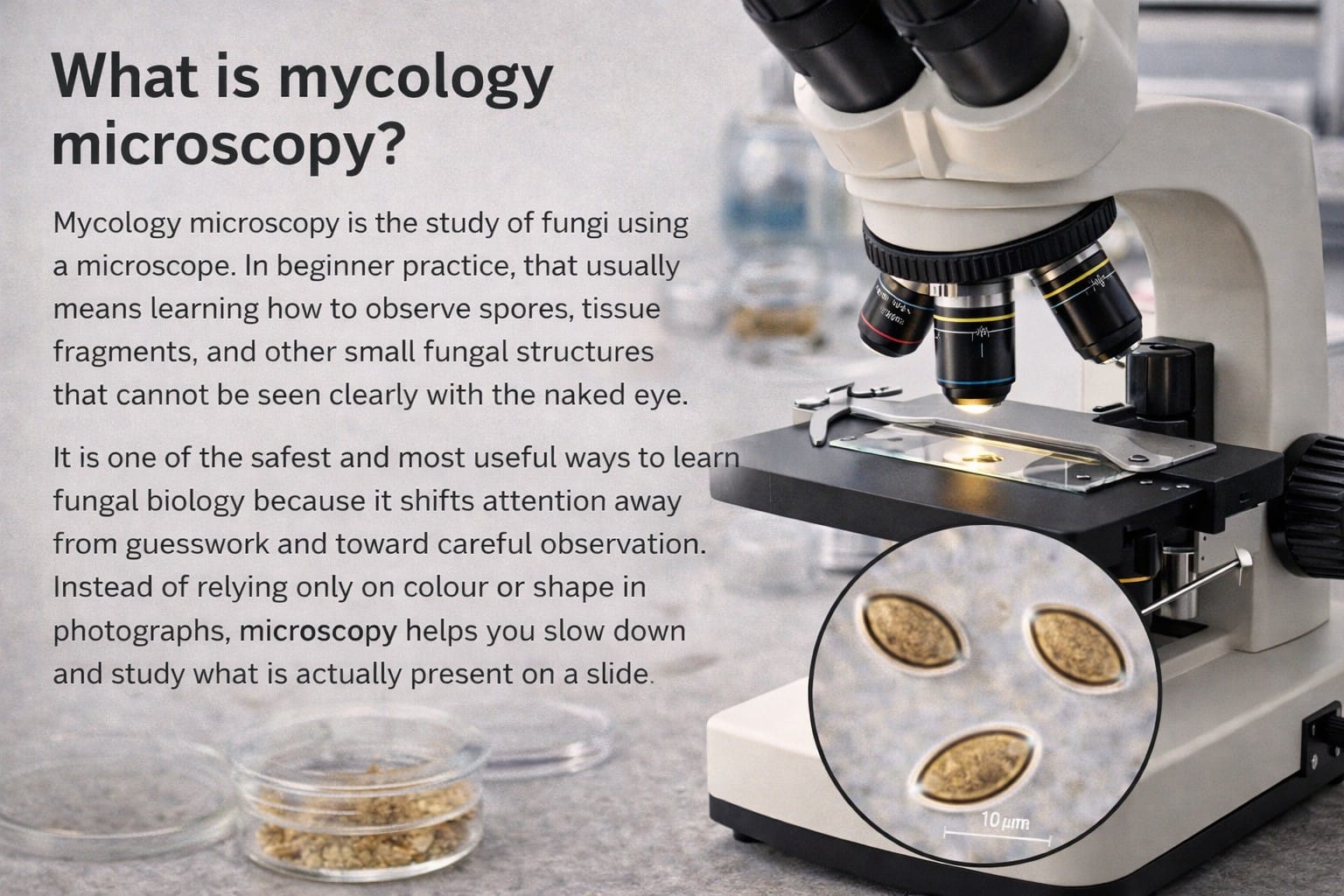 compound microscope used for mycology microscopy education