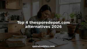 Woman labeling mushroom spore syringes in home kitchen