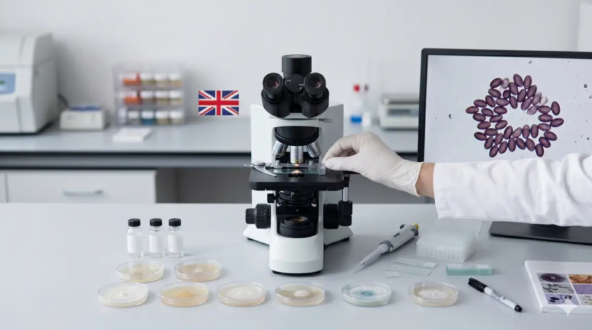 Focusing specifically on the legal, scientific study of various psilocybe cubensis strains under a microscope