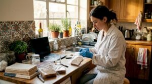 Scientist preparing bread mould fungi experiment