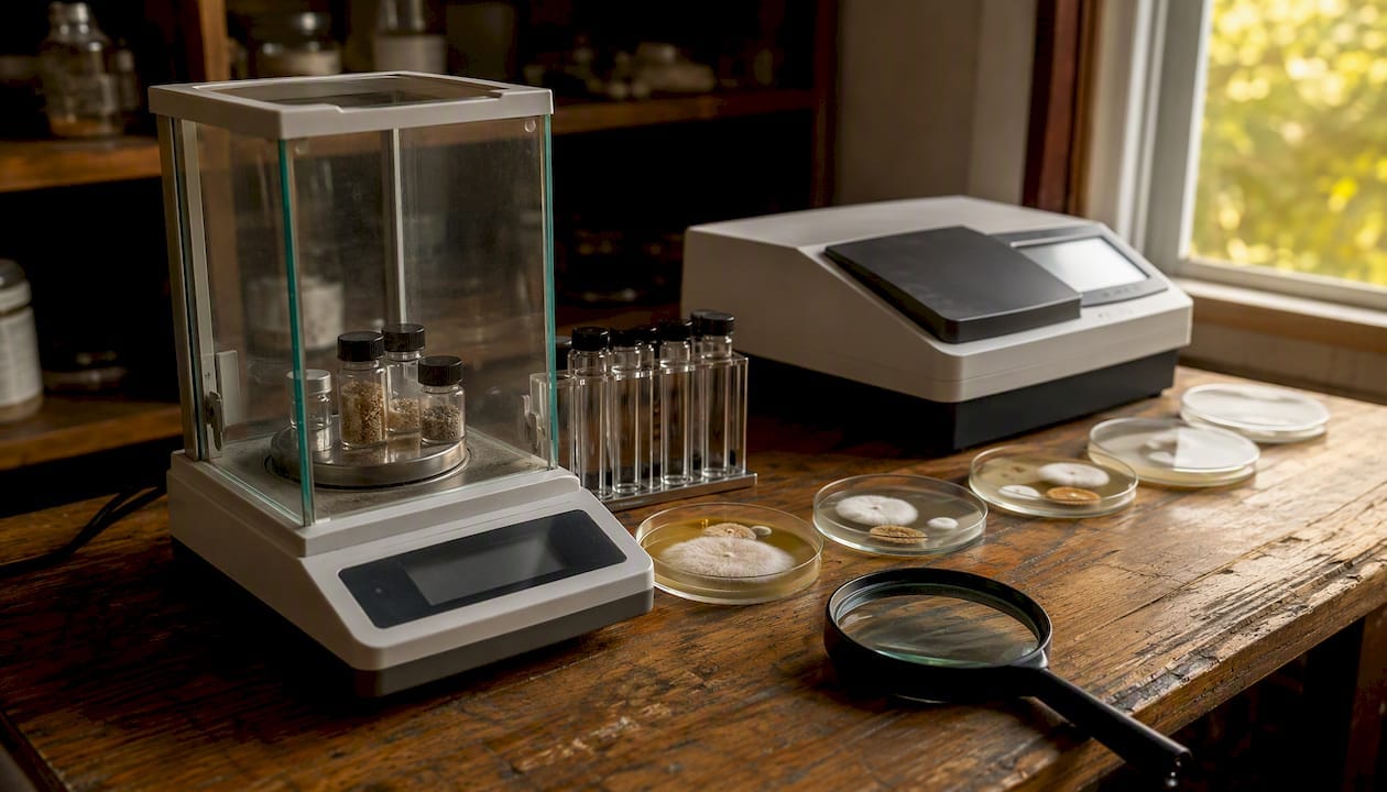 Fungal growth measurement tools overhead view