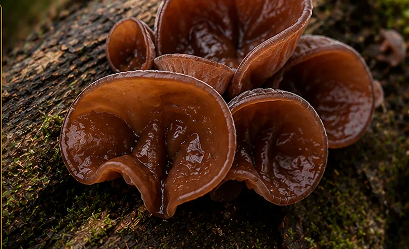 Jelly Ear - UK mushroom identification quiz answer Jelly Ear (Auricularia auricula-judae), AI-generated illustration