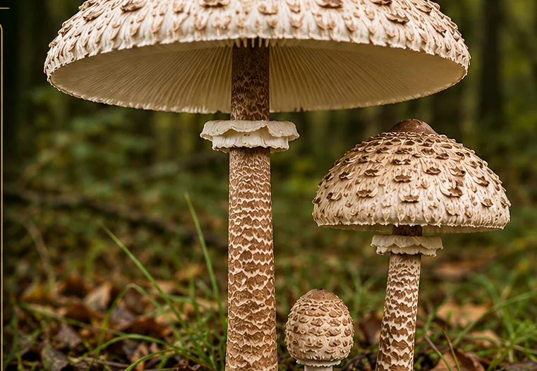 Parasol - UK mushroom identification quiz answer Parasol (Macrolepiota procera), AI-generated illustration